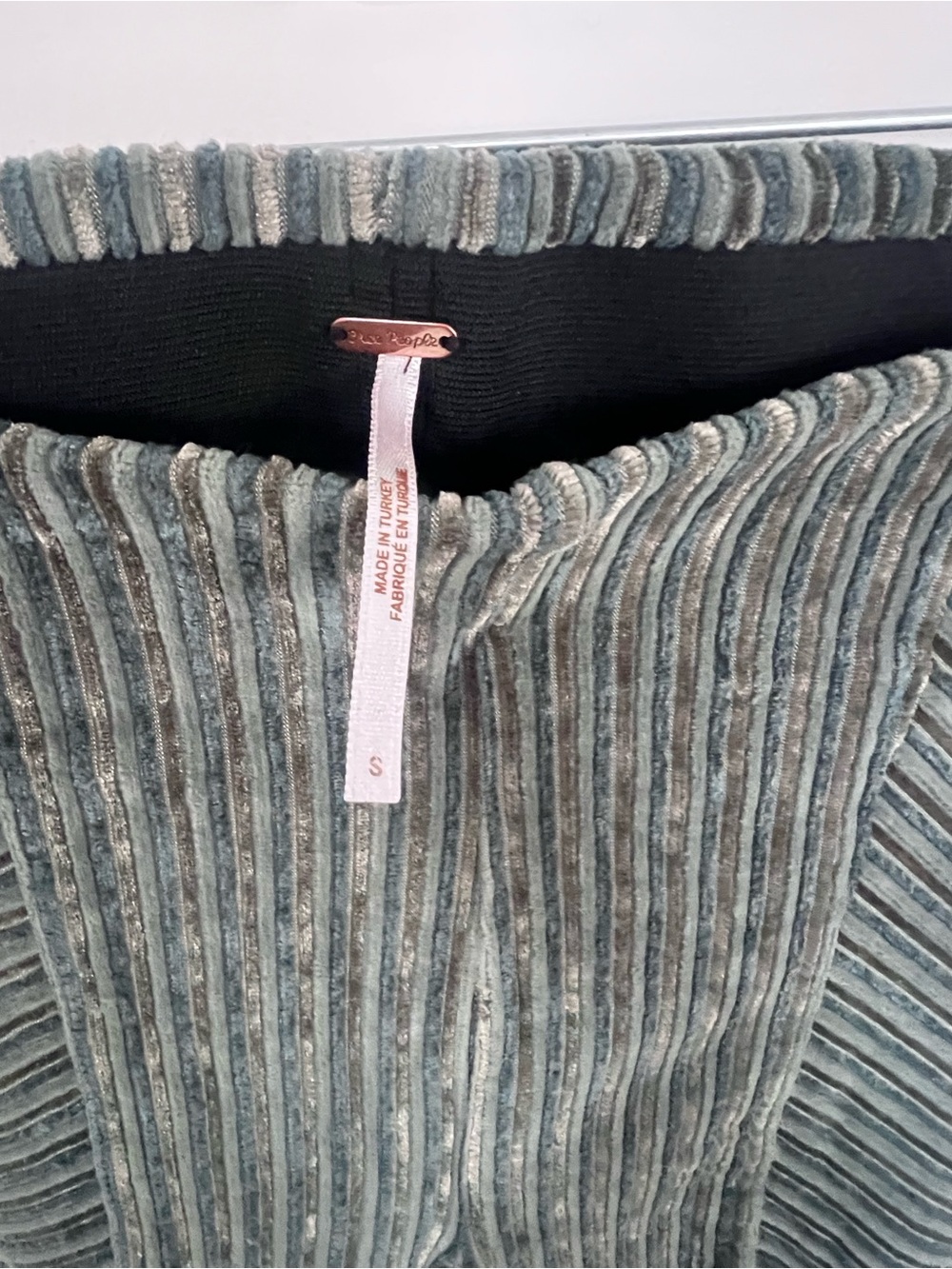 Free People Olive Green Ribbed High-Rise velvet Flare Pants - Picture 8 of 8